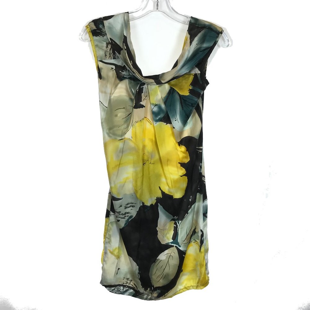 Womens Size P 00 Bordeaux LA Pure Silk Abstract Watercolor Floral Mini Dress